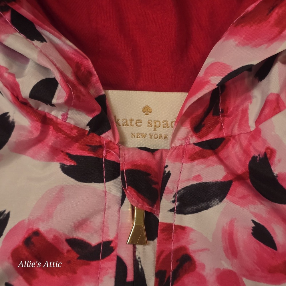 Kate Spade Girls Baby Toddler Floral Jacket Pink Rain Coat Lightweigt Lined 12Mo - Picture 5 of 7